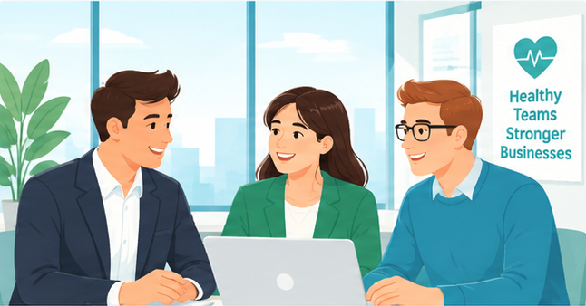 Happy employees in the workplace